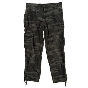 Sanctuary Pants Womens Large Green Camo Cargo Twill Elastic Waist Casual Pockets